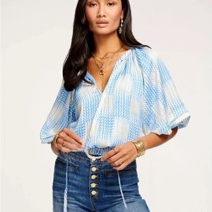 RAMY BROOK Elise Printed Puff-Sleeve Top XXS